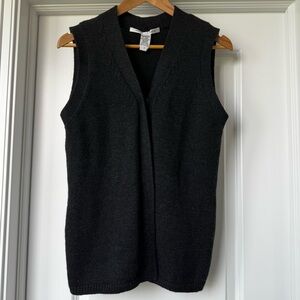 Diane Von Furstenberg Wool Sweater Vest Black Minimalist Layering Piece Size M
